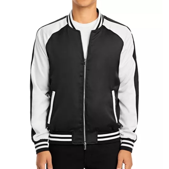 NWT Karl lagerfeld XL,XXL BLACK/WHITE MAN JACKET COLOR BLOCK BOMBER - Picture 15 of 16